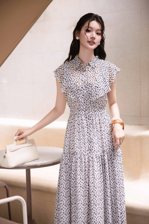 Sixdo Chiffon Flared Dress 04